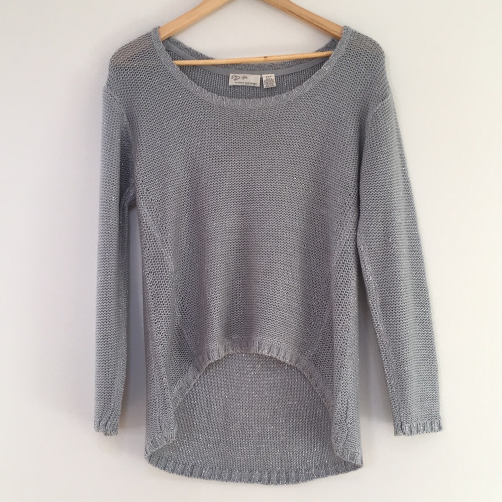RD Style Gray/Metallic Slouchy Knit Sweater, Small